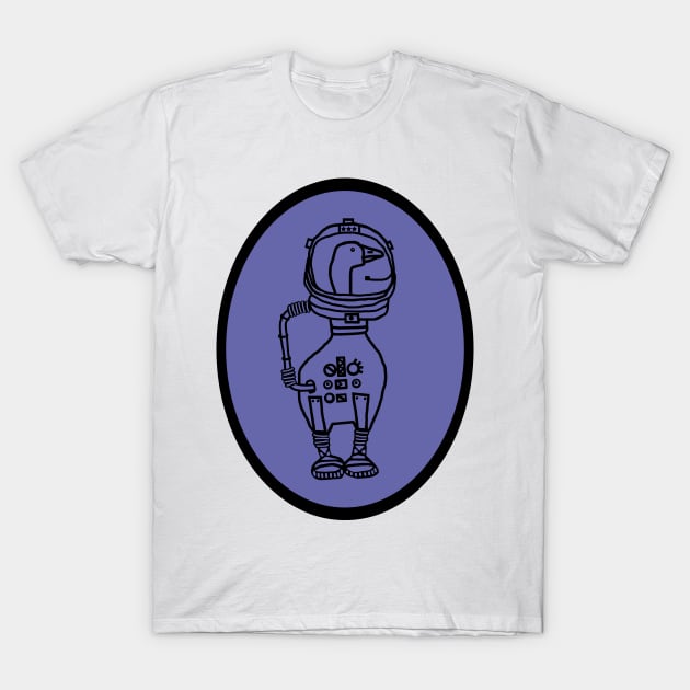 Space Goose Sci Fi Astronaut Oval T-Shirt by ellenhenryart